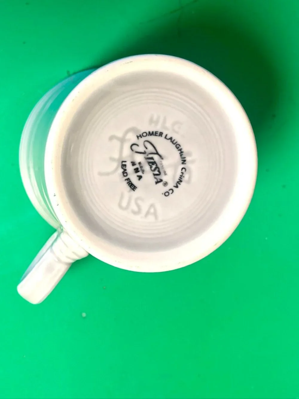 Fiesta Gray Art Deco Ring‑Handle Coffee Mug – Homer Laughlin Vintage Mid-Mod